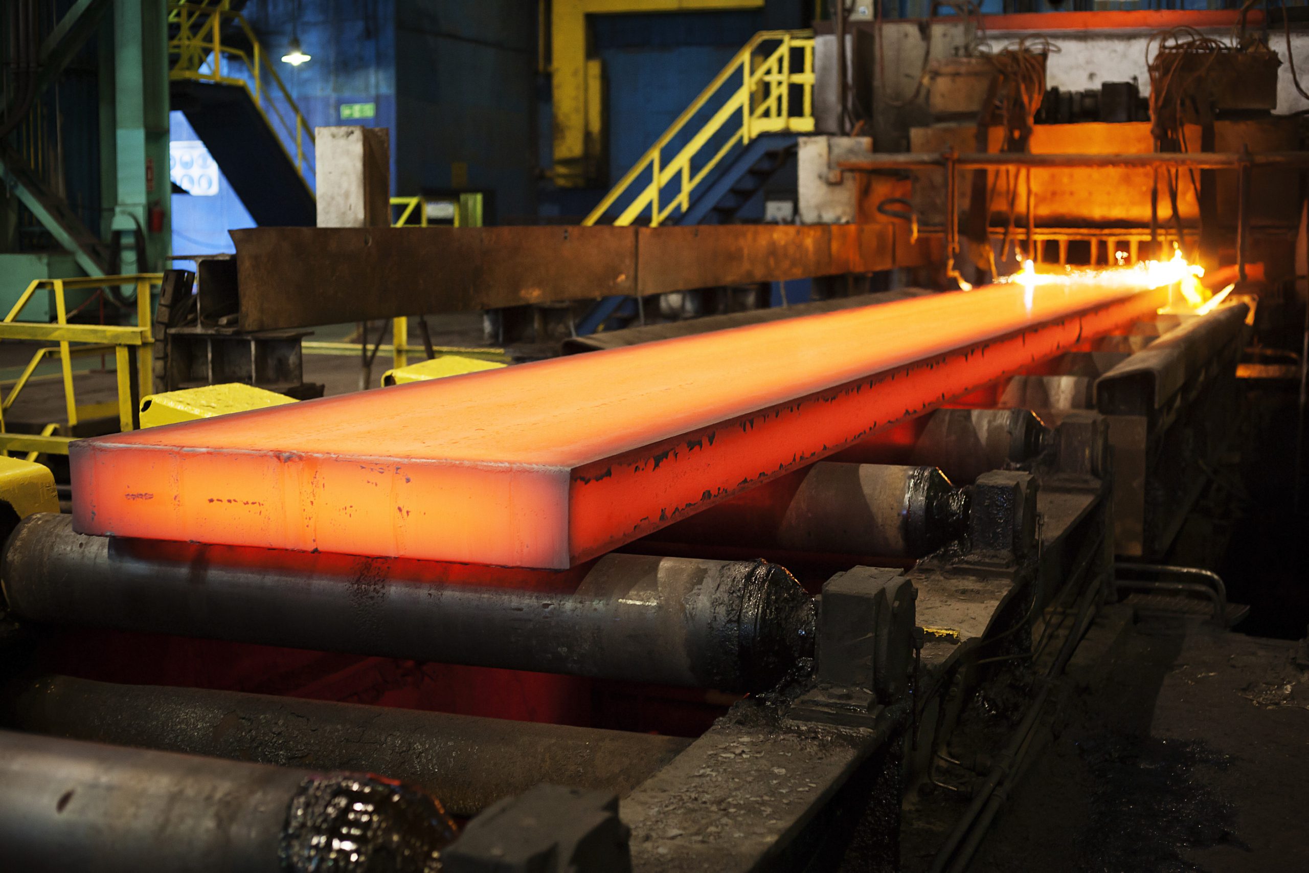 Steel being cut in a factory